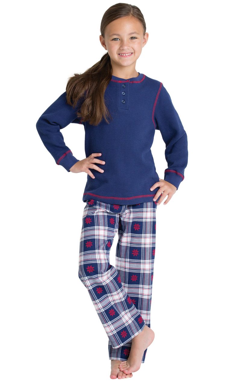 pjg kt k2211 darkbluesnowflakeplaidthermaltoppj girls gkpj04663 keyword 20151012 0925