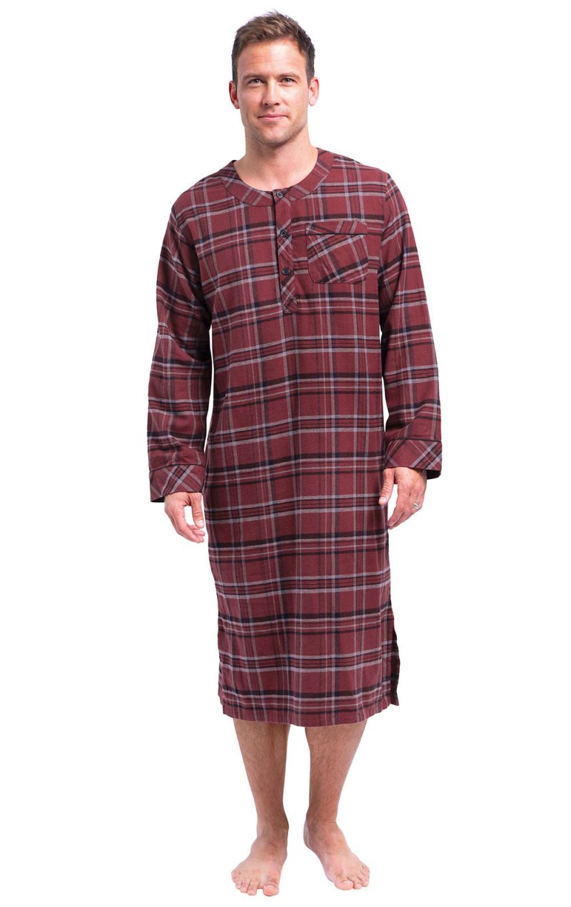 pjg m3950 burgundyplaidsleepshirt men M 210908 0189