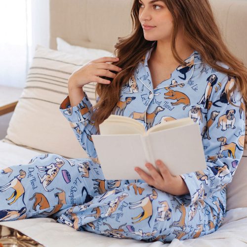 pjg w1818 lightbluedogtiredprintbuttonfrontpj women gkpj01160 210731 1811 ENV