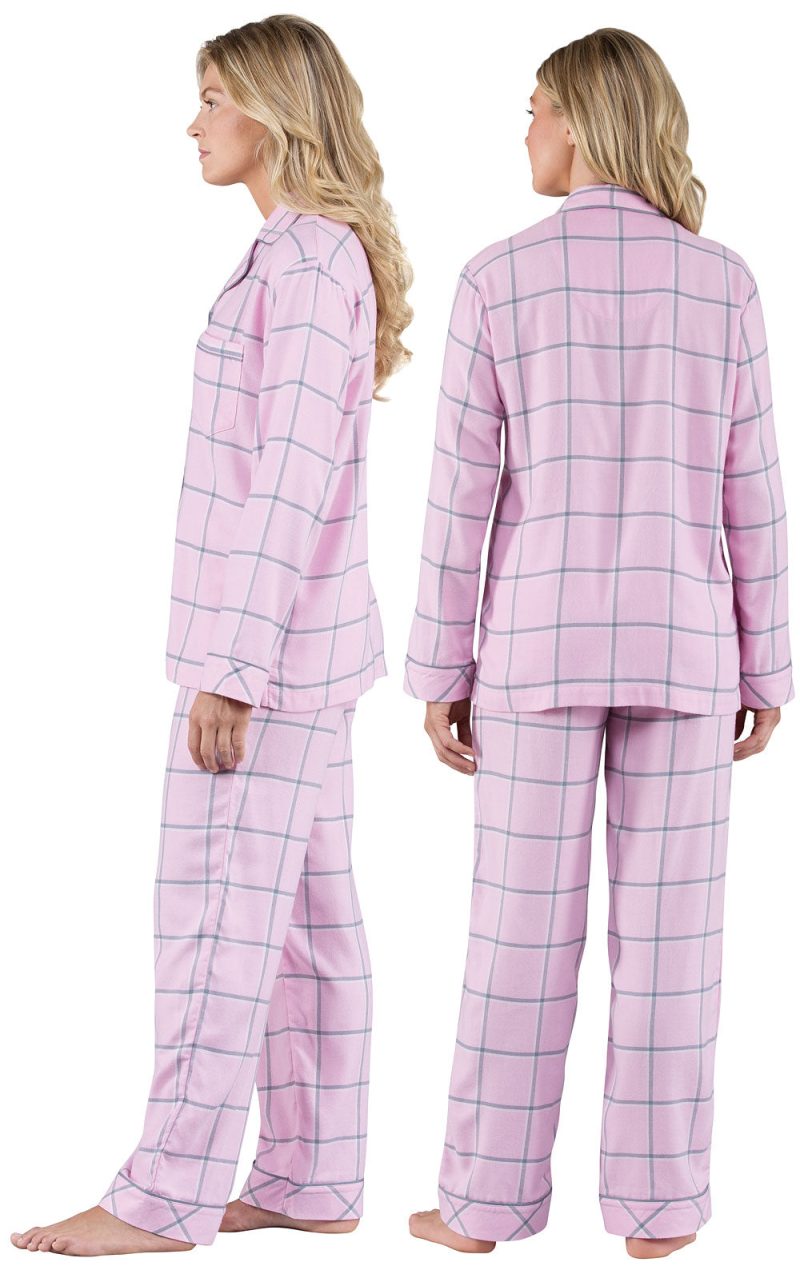 pjg w1888 pinkgrayplaidbuttonfrontpj petite women gkpj07589 sideback 20191001 0956