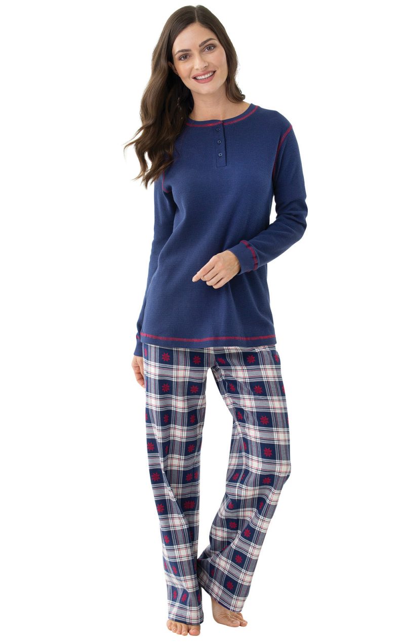 pjg w2190 darkbluesnowflakeplaidthermaltoppj women gkpj04667 keyword 20151012 0925