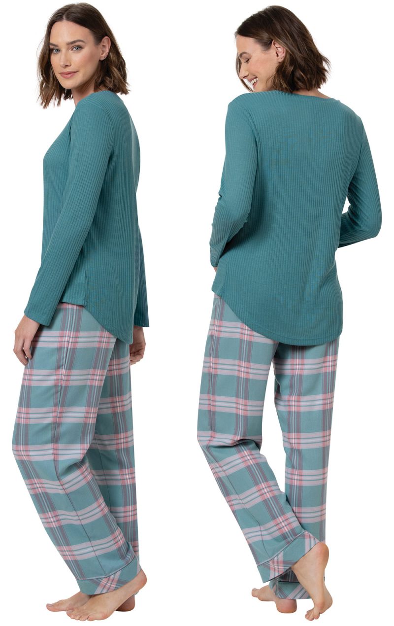 pjg w3480 tealpinkplaidthermaltoppj women sideback 20210920 0956