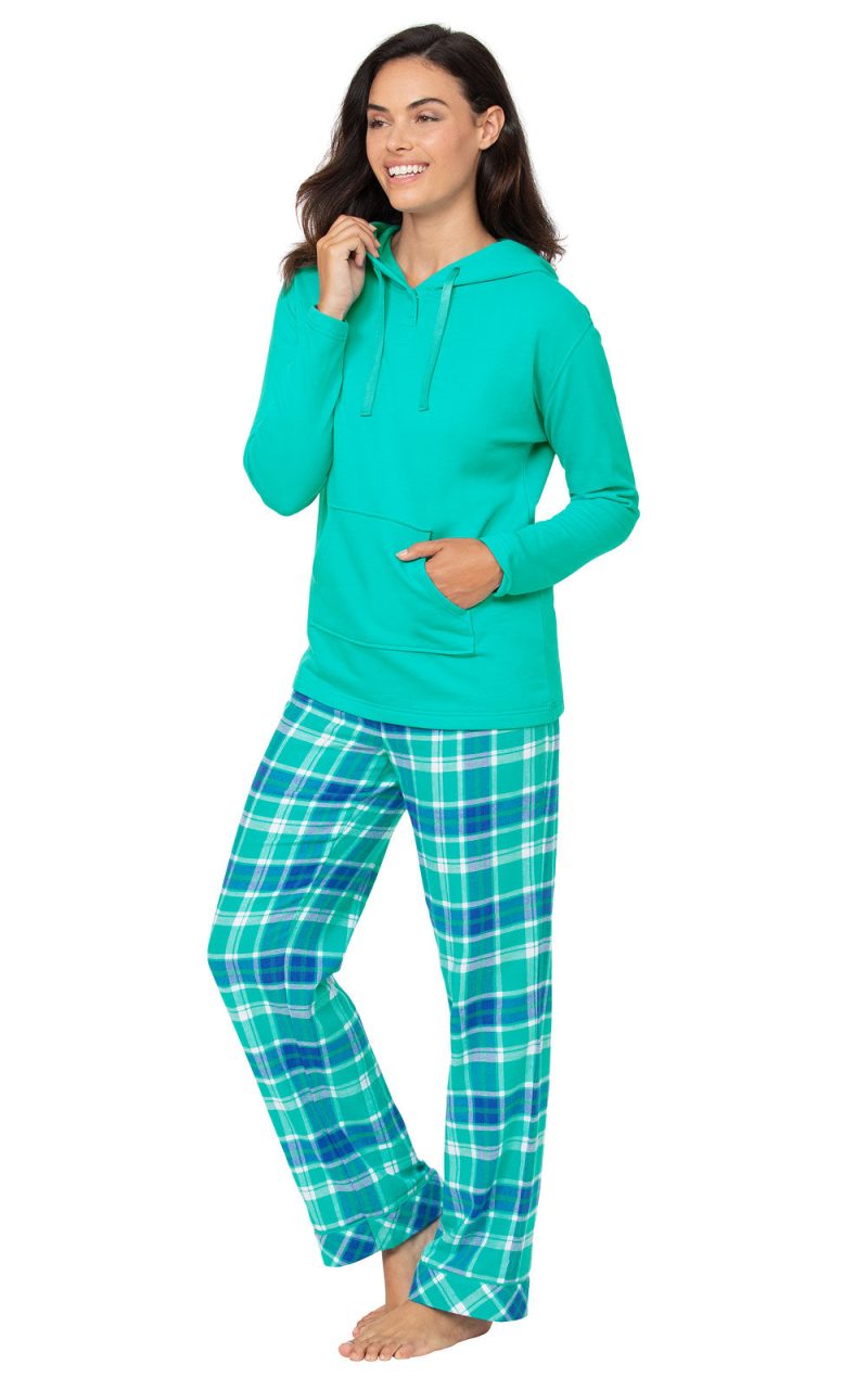 pjg w3516 greenbluebrightplaidhoodiepj women FE1 200724 036